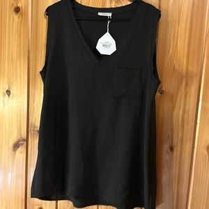 black pocket tee sleeveless blouse